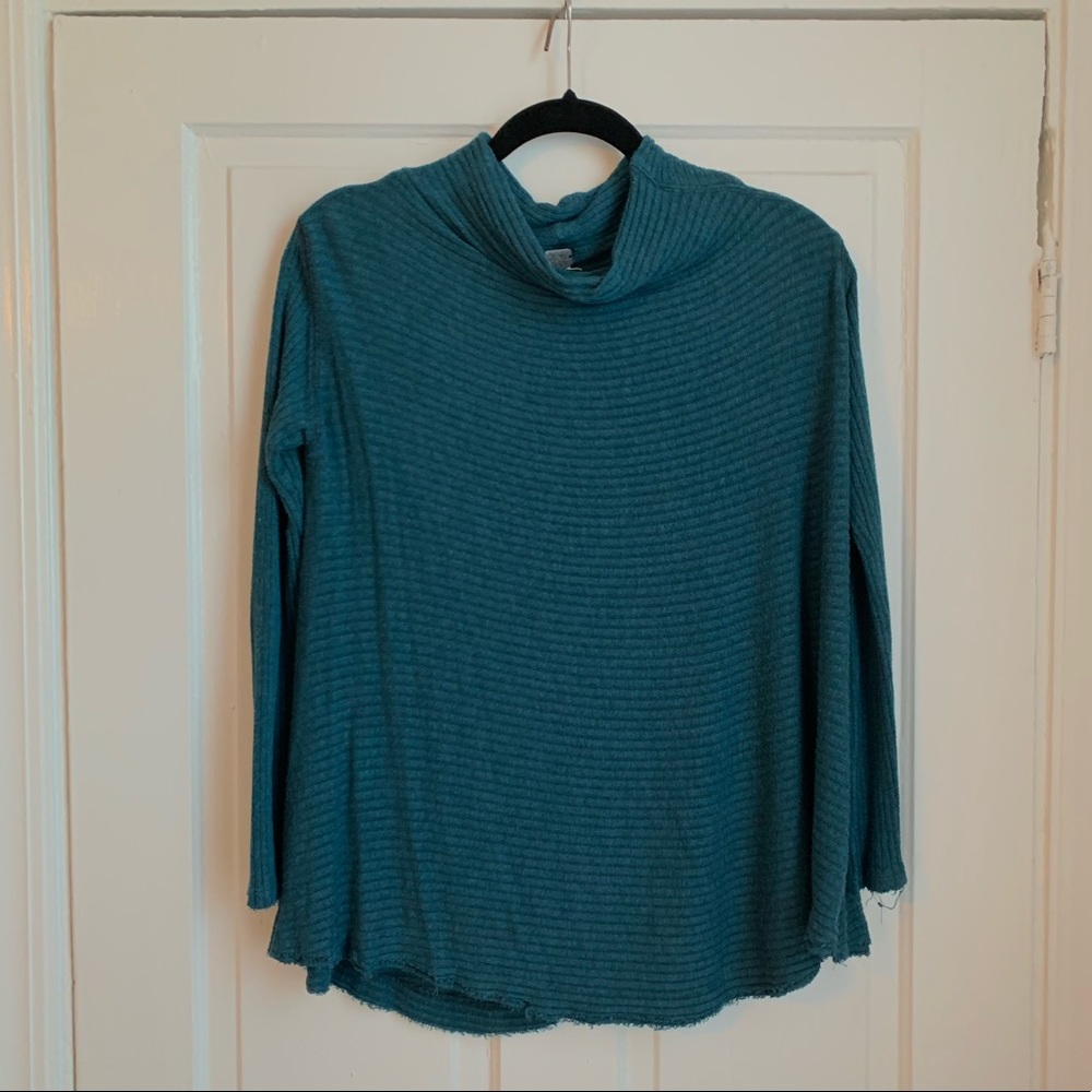 Teal Open Back Mock Neck Top - Free People